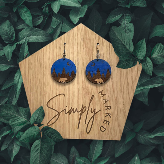 Bear Wood Earrings
