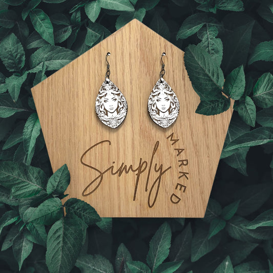 Ice Queen Reverse Engrave Earrings