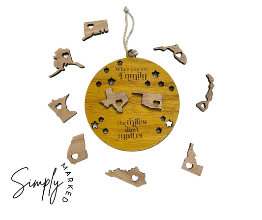 Family State Togetherness Ornament - Texas (Yellow)