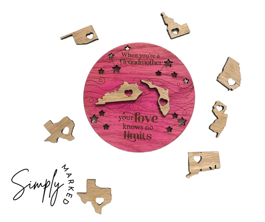 Grandmother State Togetherness Magnet - Virginia (Pink)