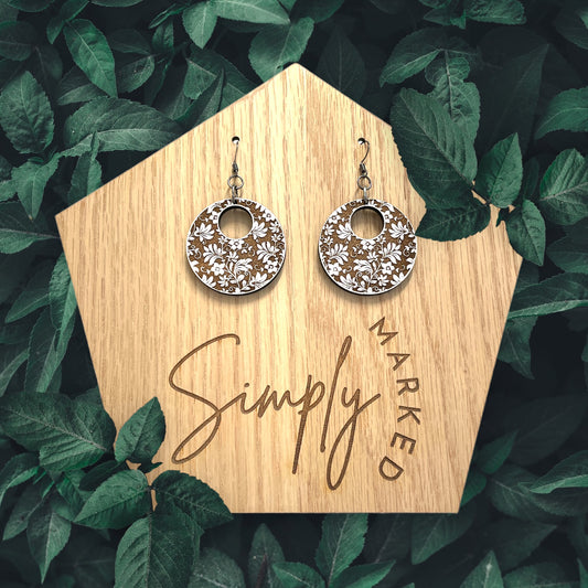 Damask Reverse Engraved Earrings