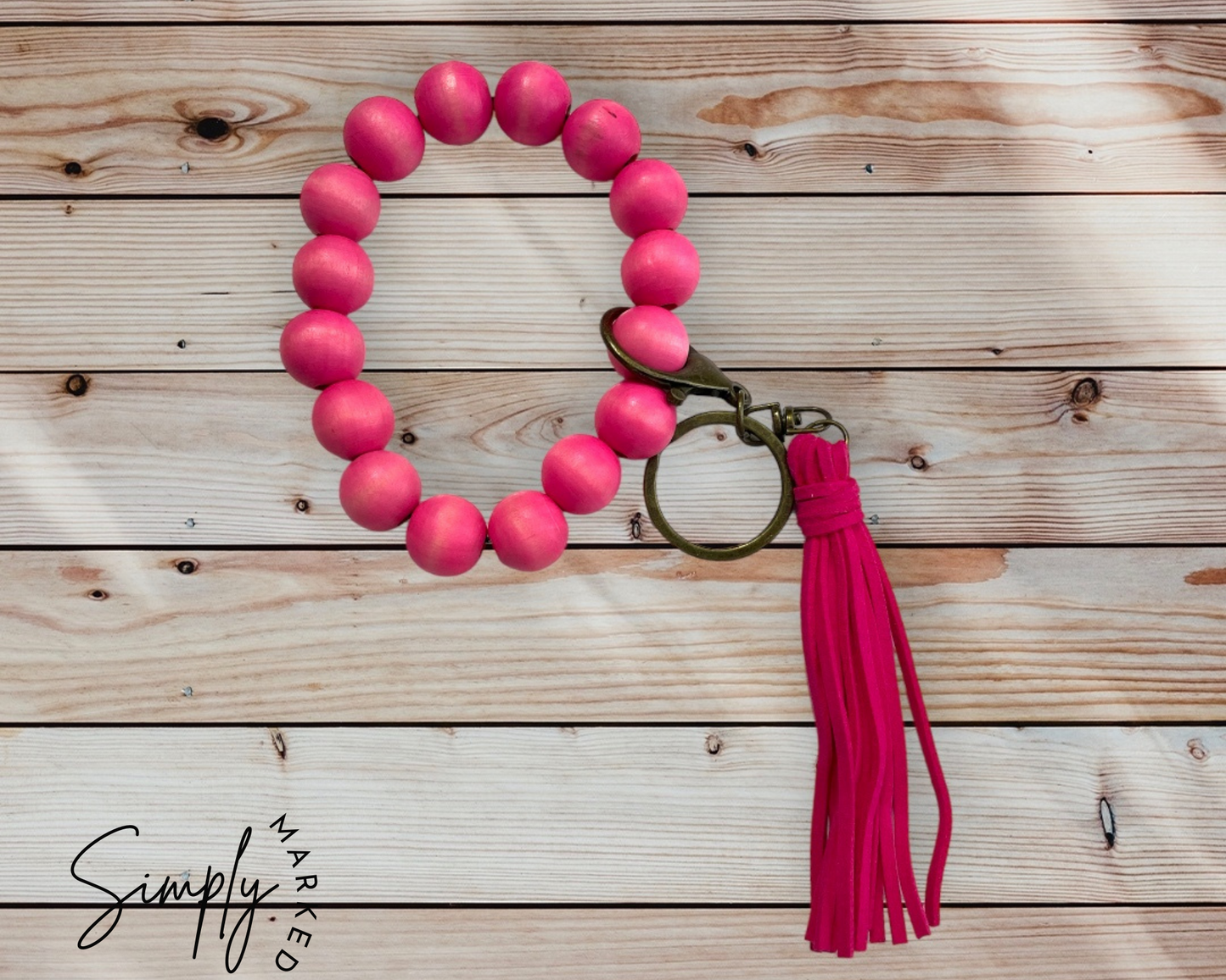 Bright Pink Wristlet (Wood)