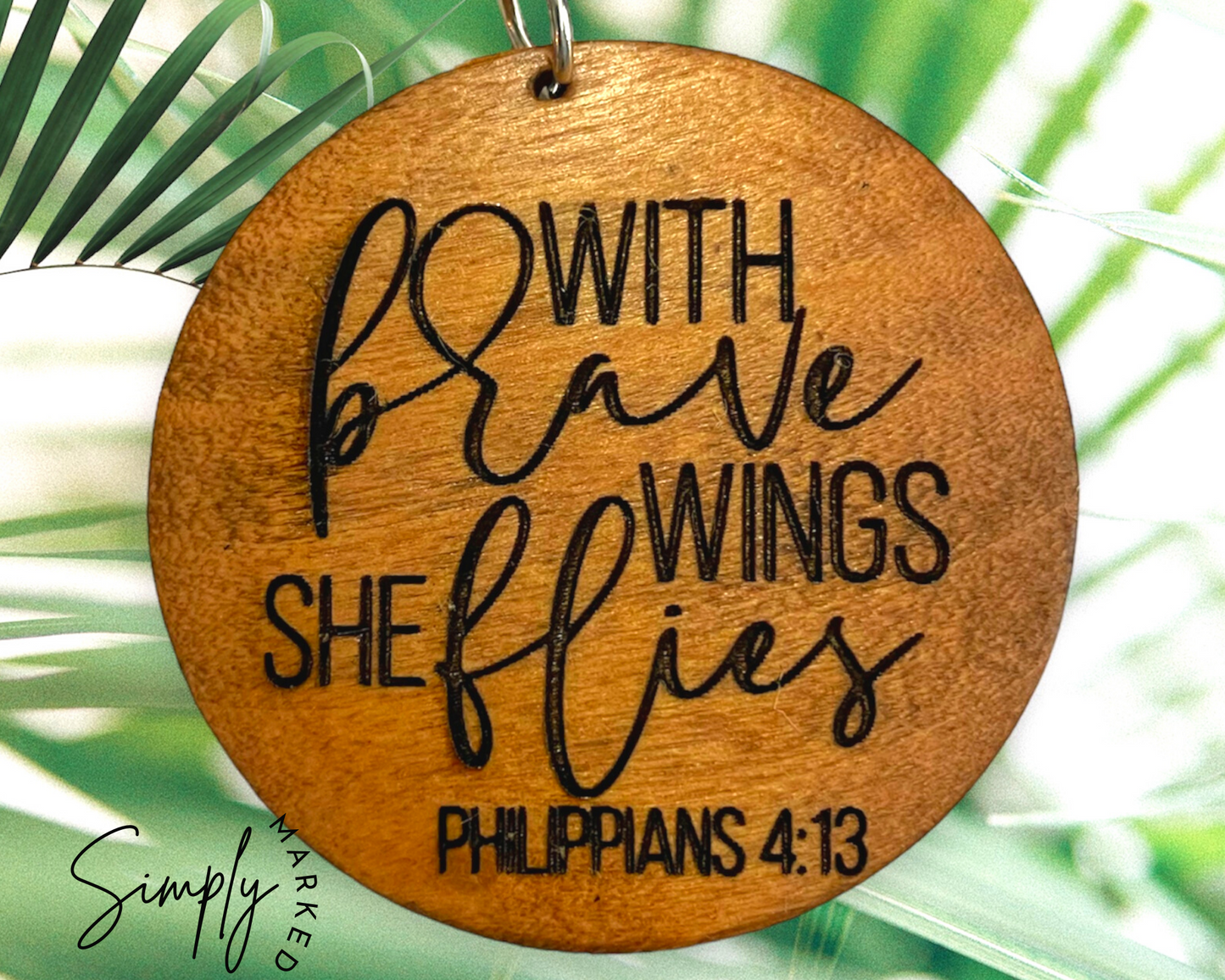 With Brave Wings Light Wood Charm