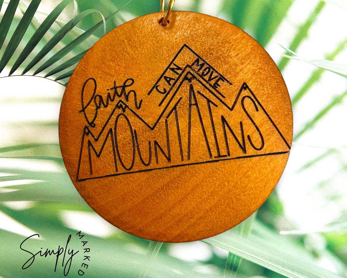 Faith Can Move Mountains Light Wood Charm