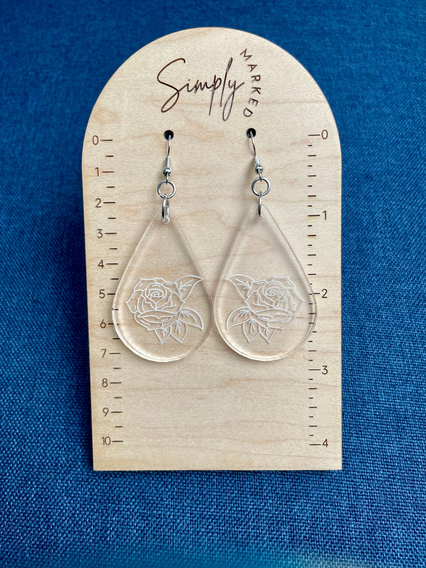 Rose Teardrop Acrylic Earrings