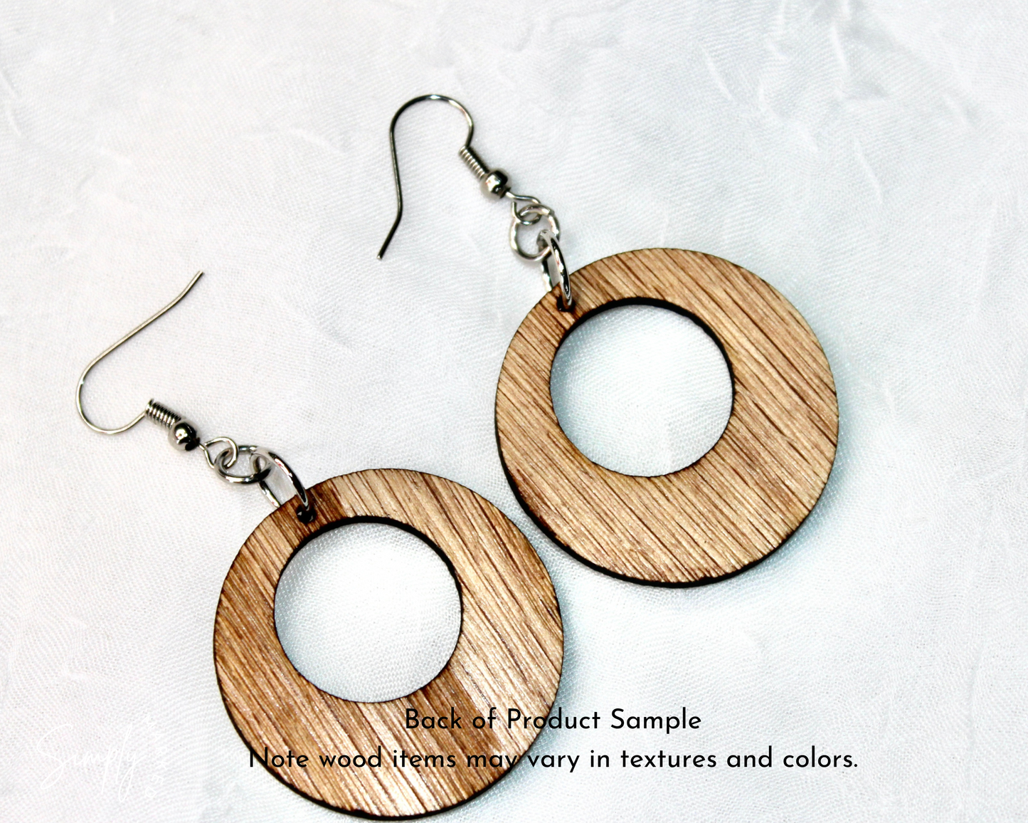 Fish Reverse Engraved Wood Drop Earrings