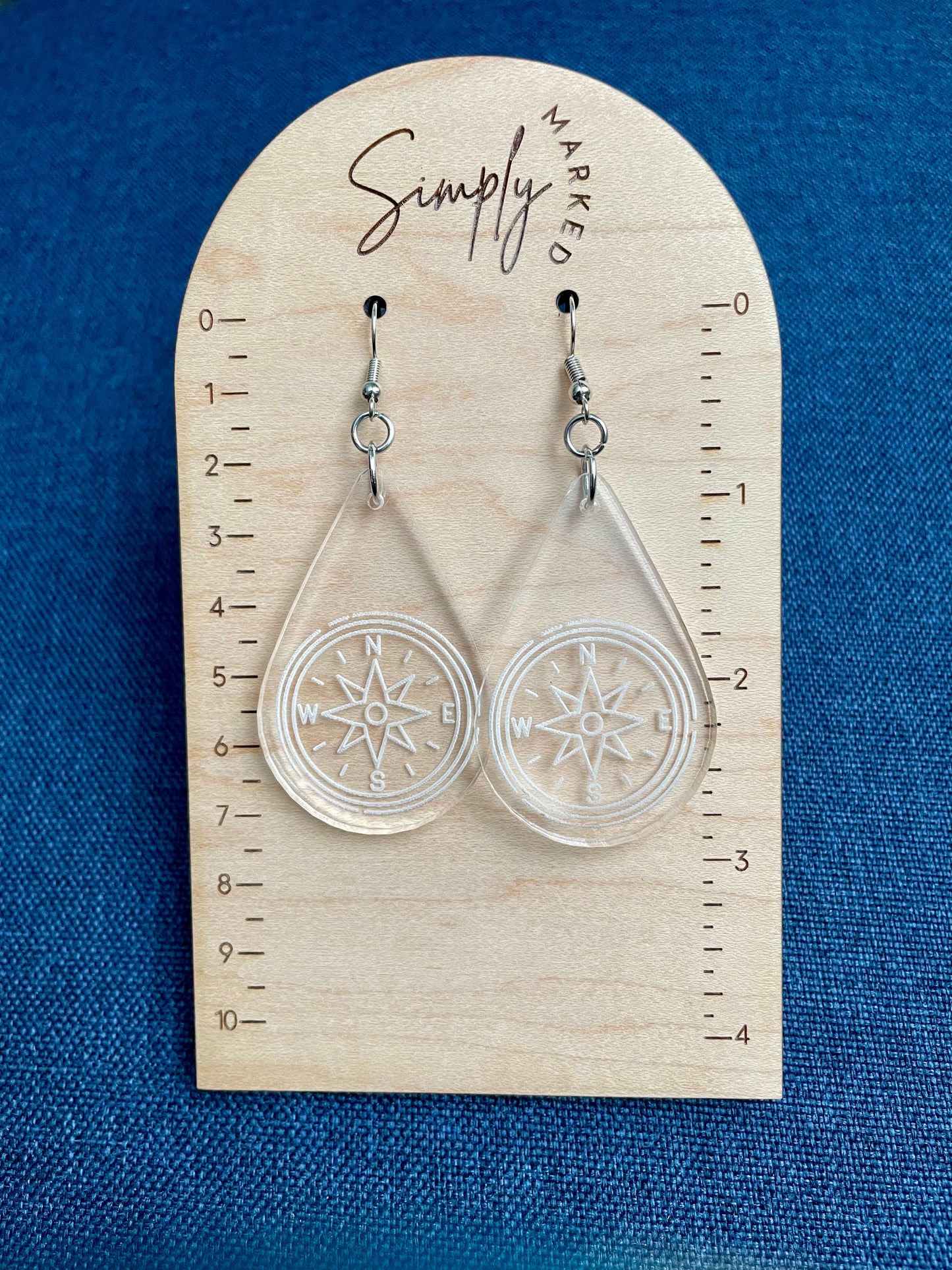 Compass Teardrop Acrylic Earrings
