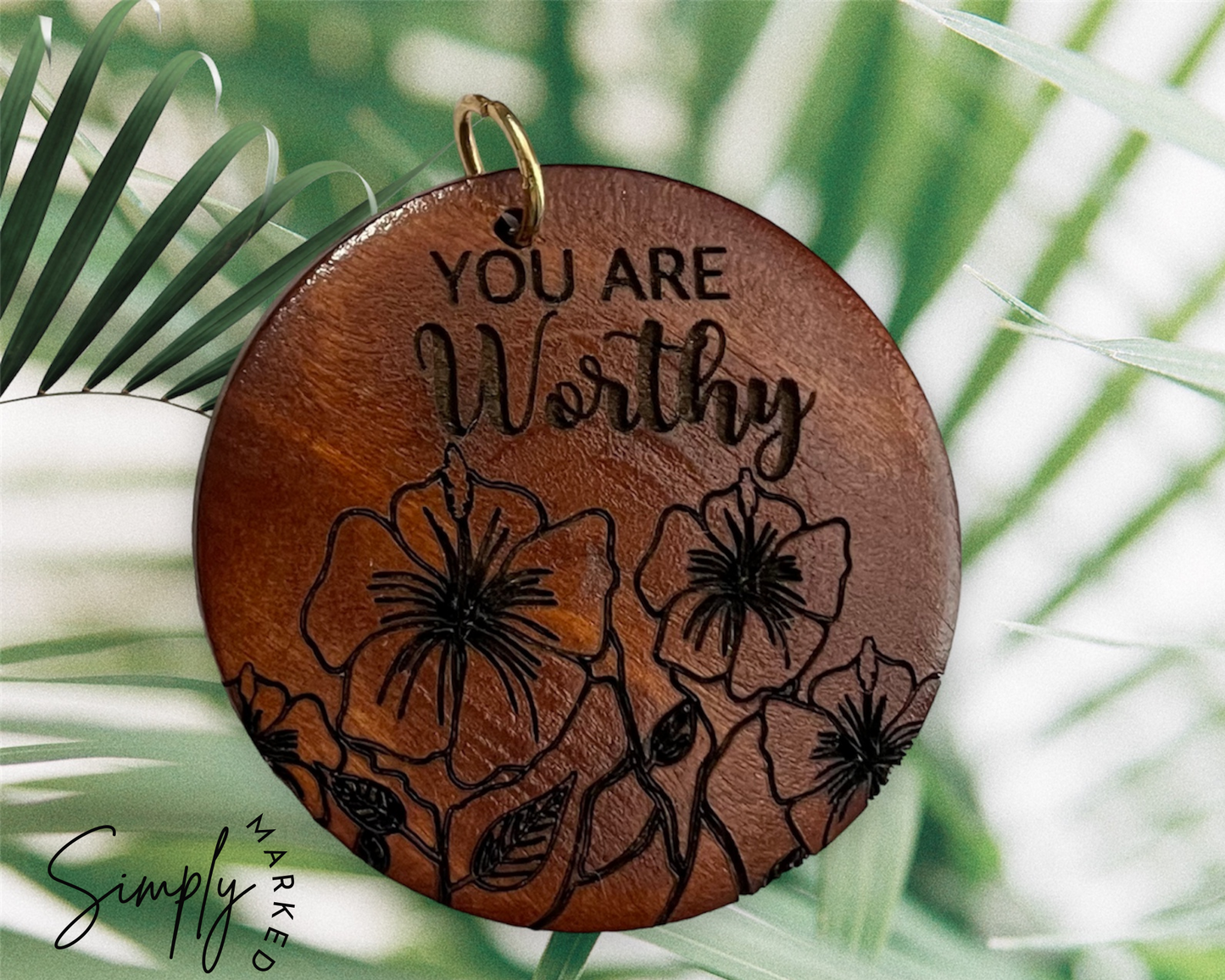 You Are Worthy Dark Wood Charm