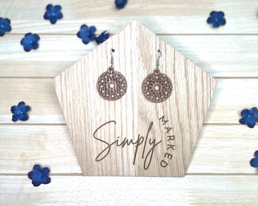 Cherry Stained Medallian Wood Earrings