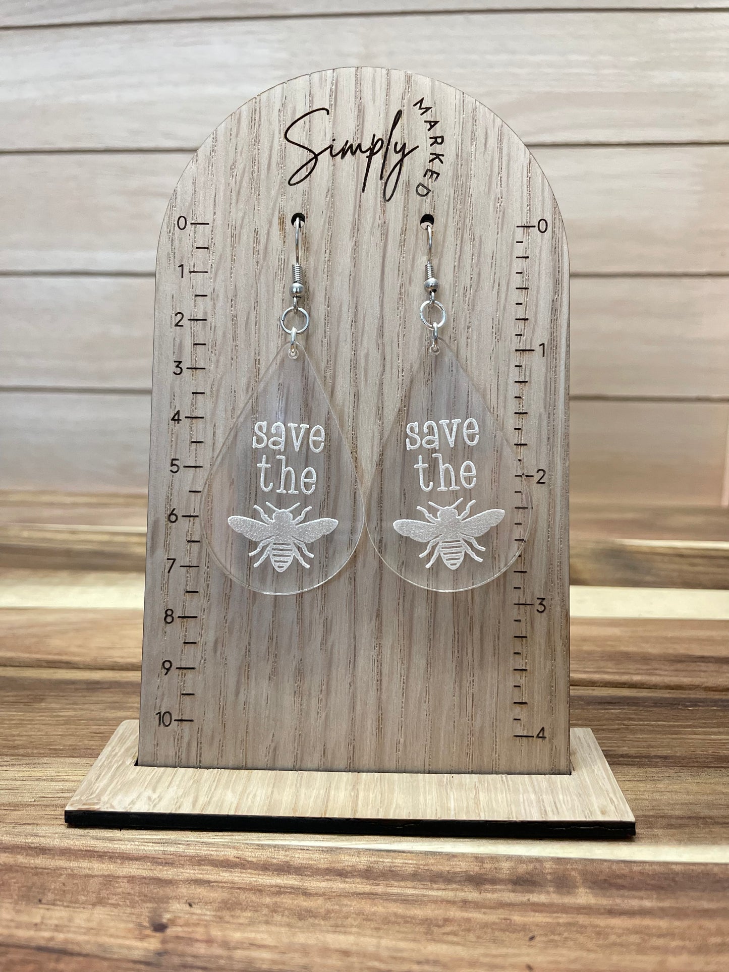 Save The Bee Teardrop Acrylic Earrings