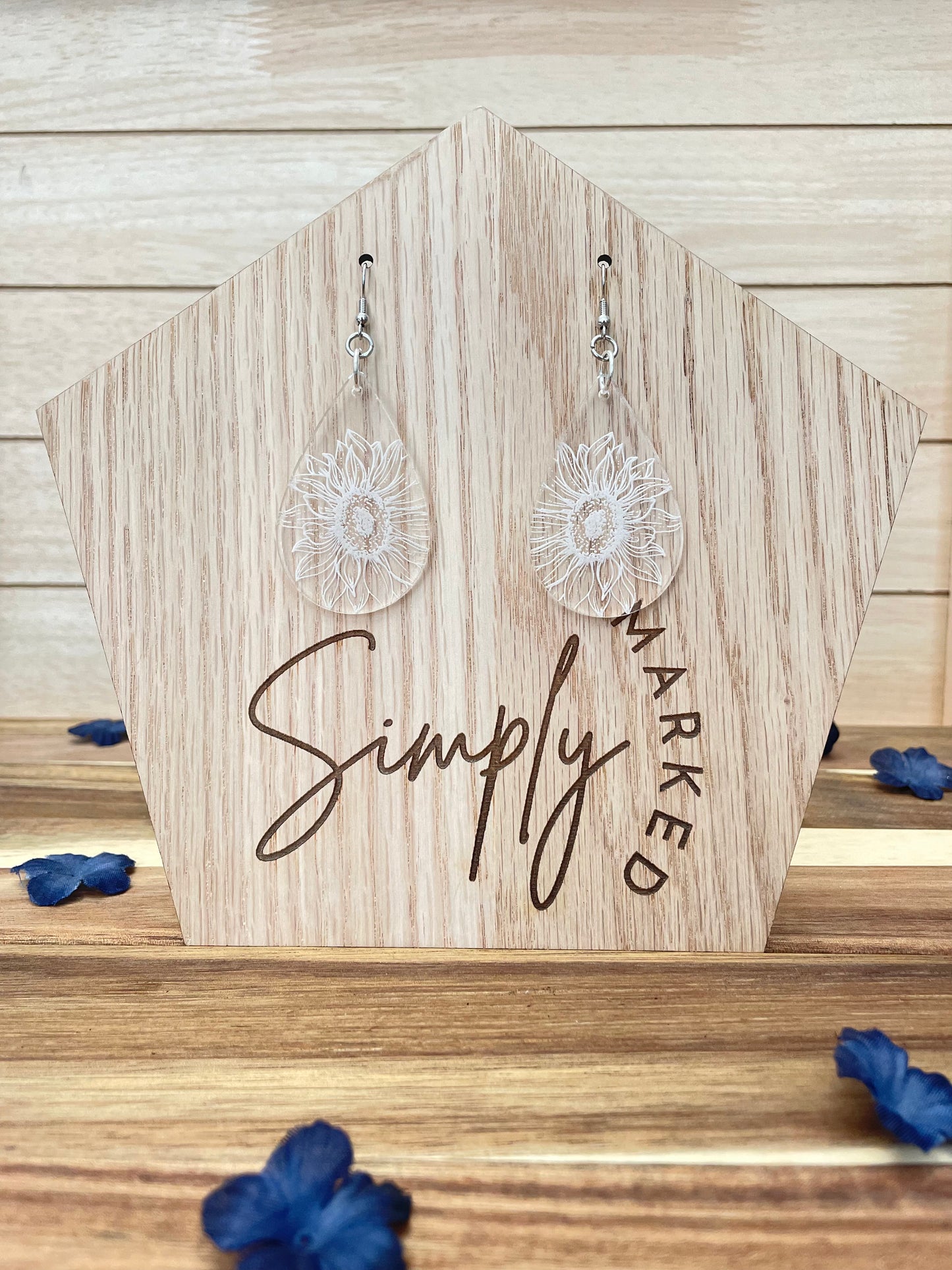 Sun Flower Tear Drop Acrylic Earrings