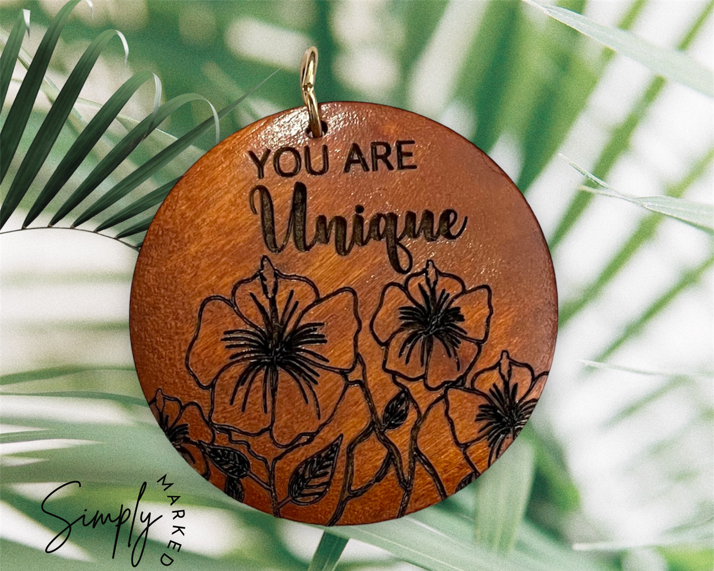 You Are Unique Dark Wood Charm