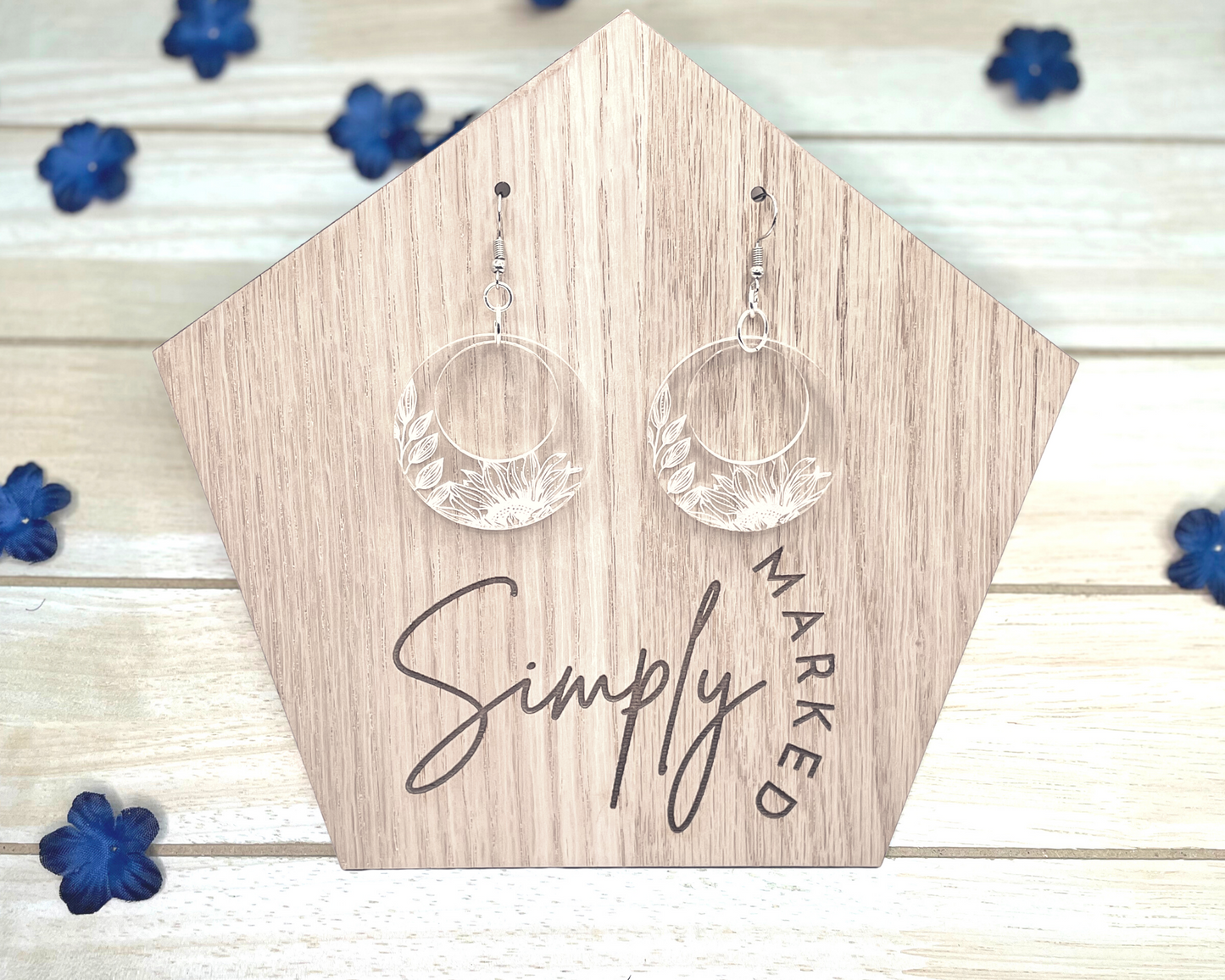 Sun Flower Round Acrylic Earrings