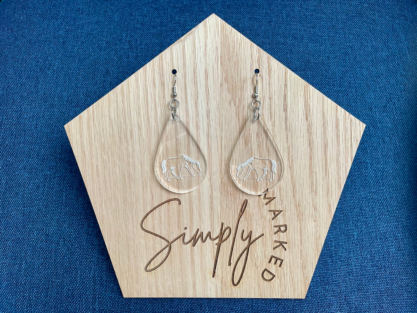 Grazing Horse Teardrop Acrylic Earrings