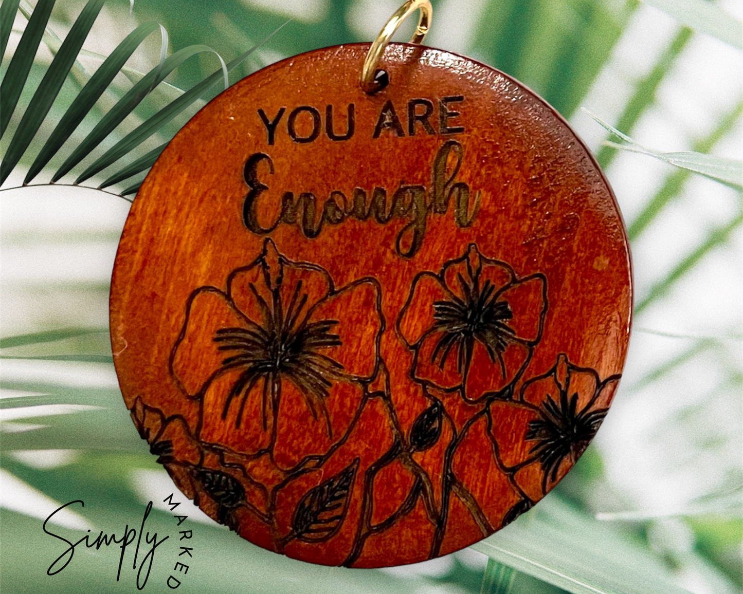 You Are Enough Dark Wood Charm