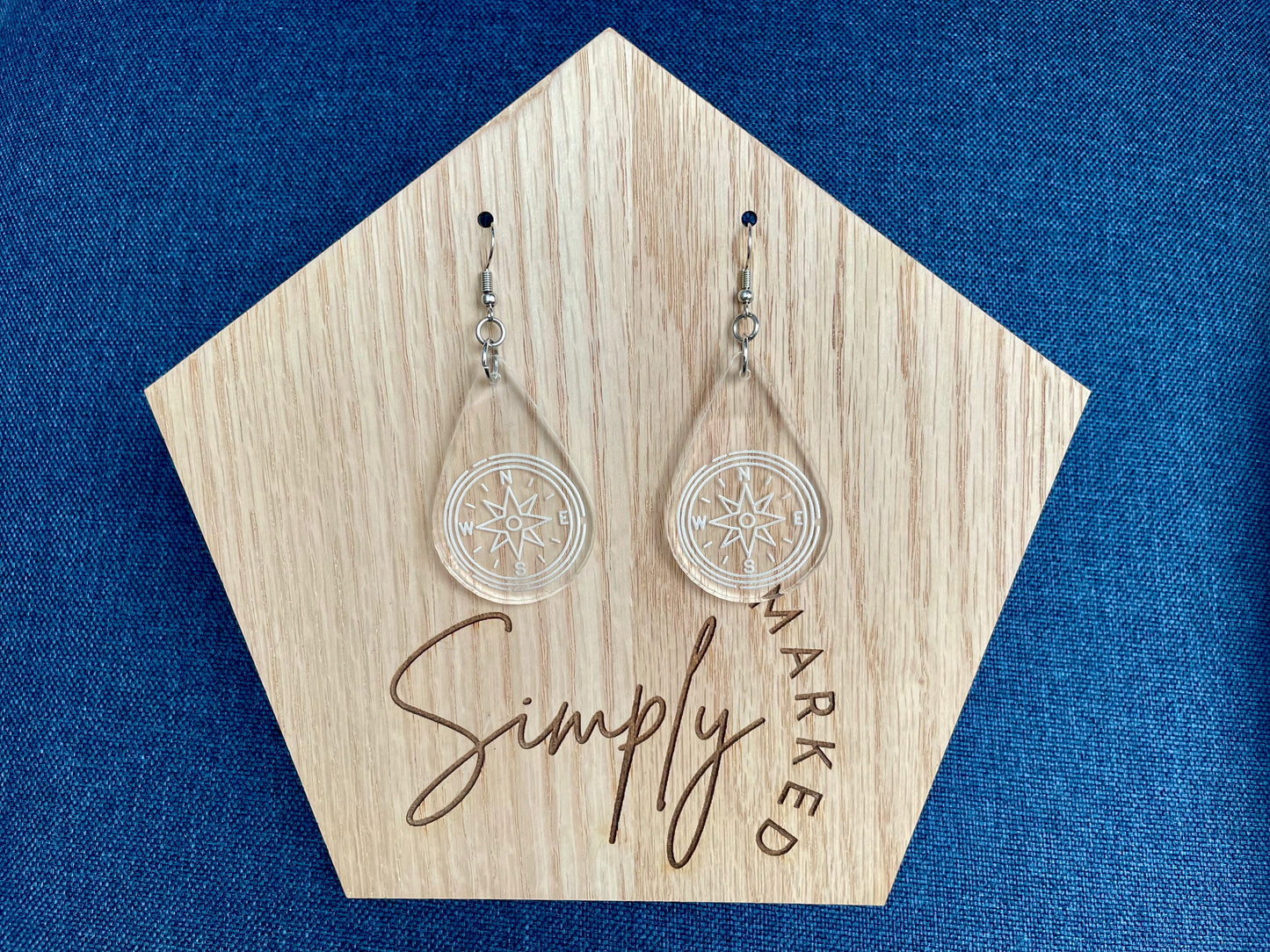 Compass Teardrop Acrylic Earrings