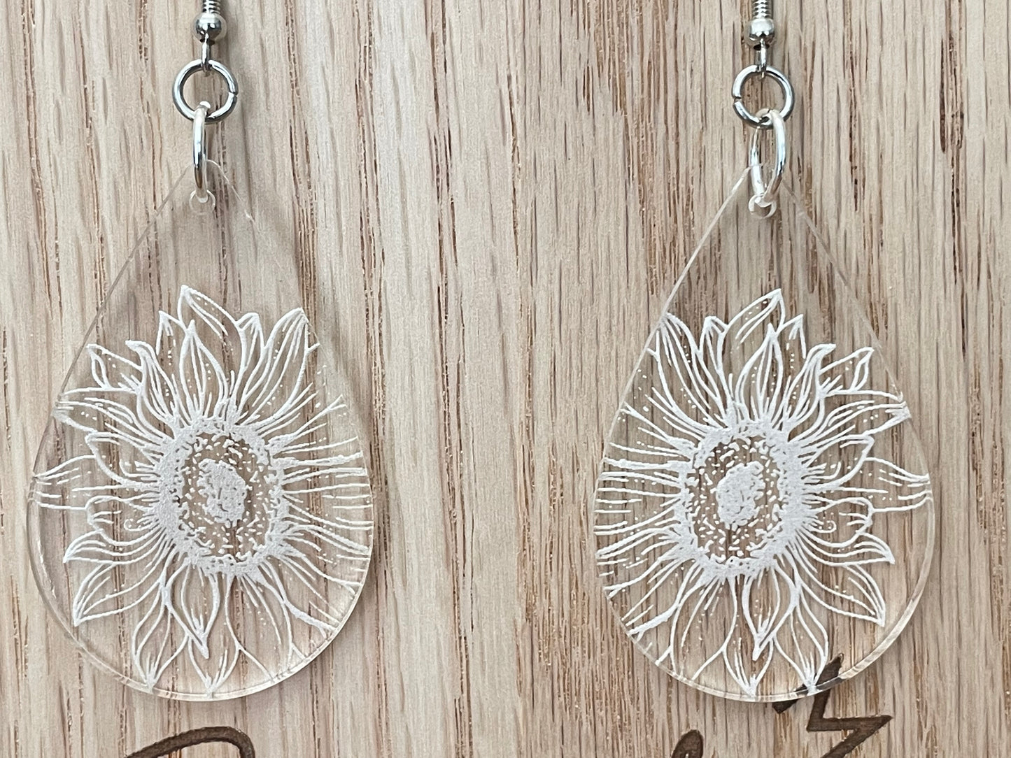 Sun Flower Tear Drop Acrylic Earrings