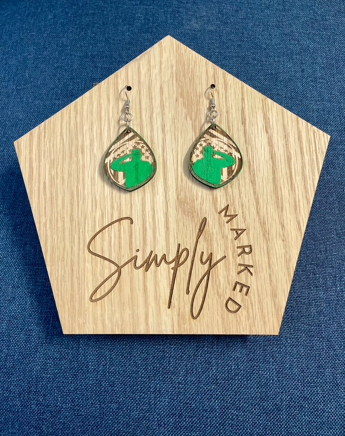 Field Soldier Distressed Wood Earrings
