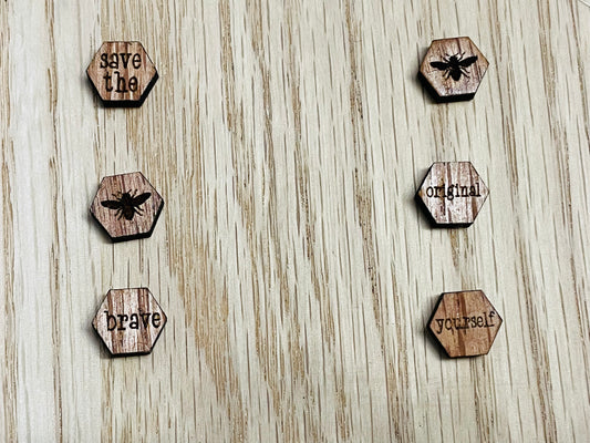 Save The Bee Wood Stud Earrings (Set)