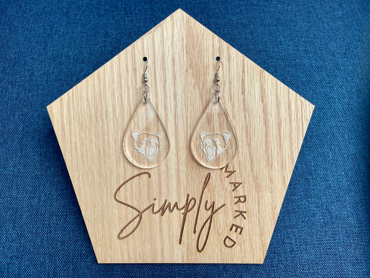 Bear Teardrop Acrylic Earrings