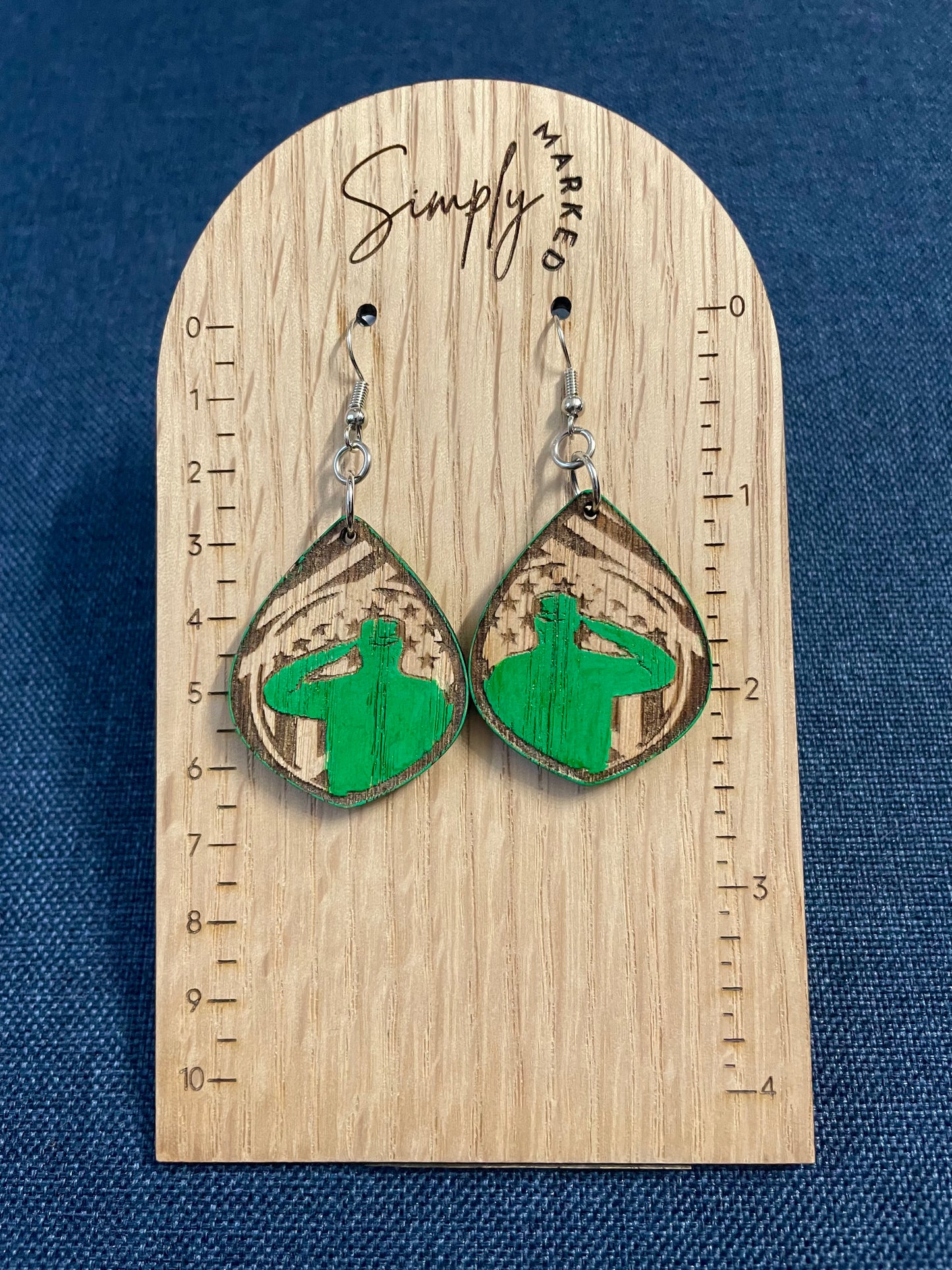 Field Soldier Distressed Wood Earrings