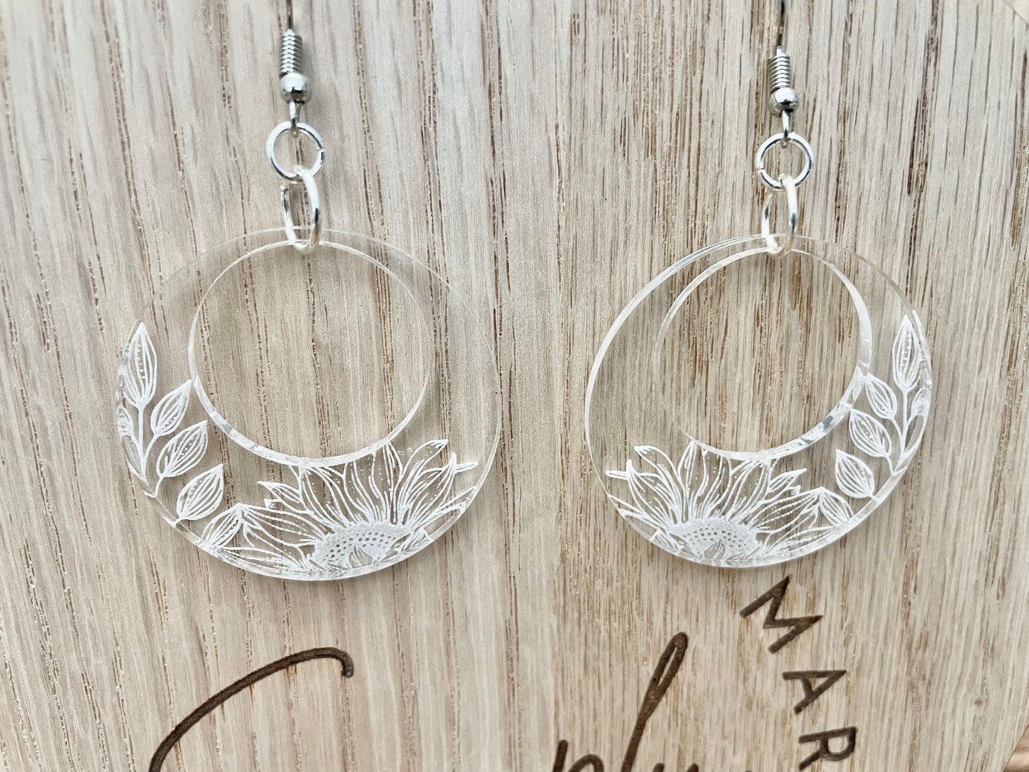 Sun Flower Round Acrylic Earrings