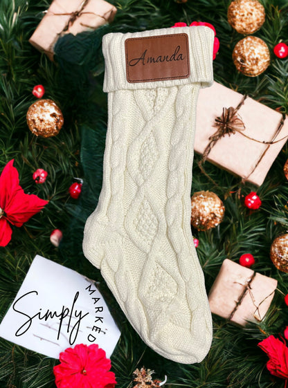Personalized Christmas Stocking - Ivory/White