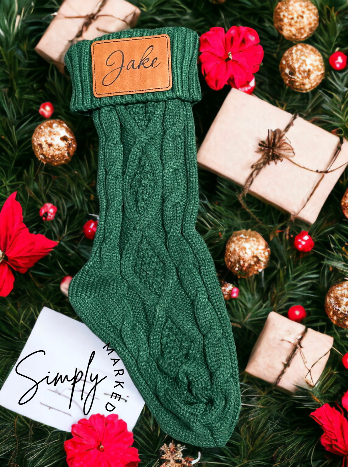 Personalized Christmas Stocking - Dark Green