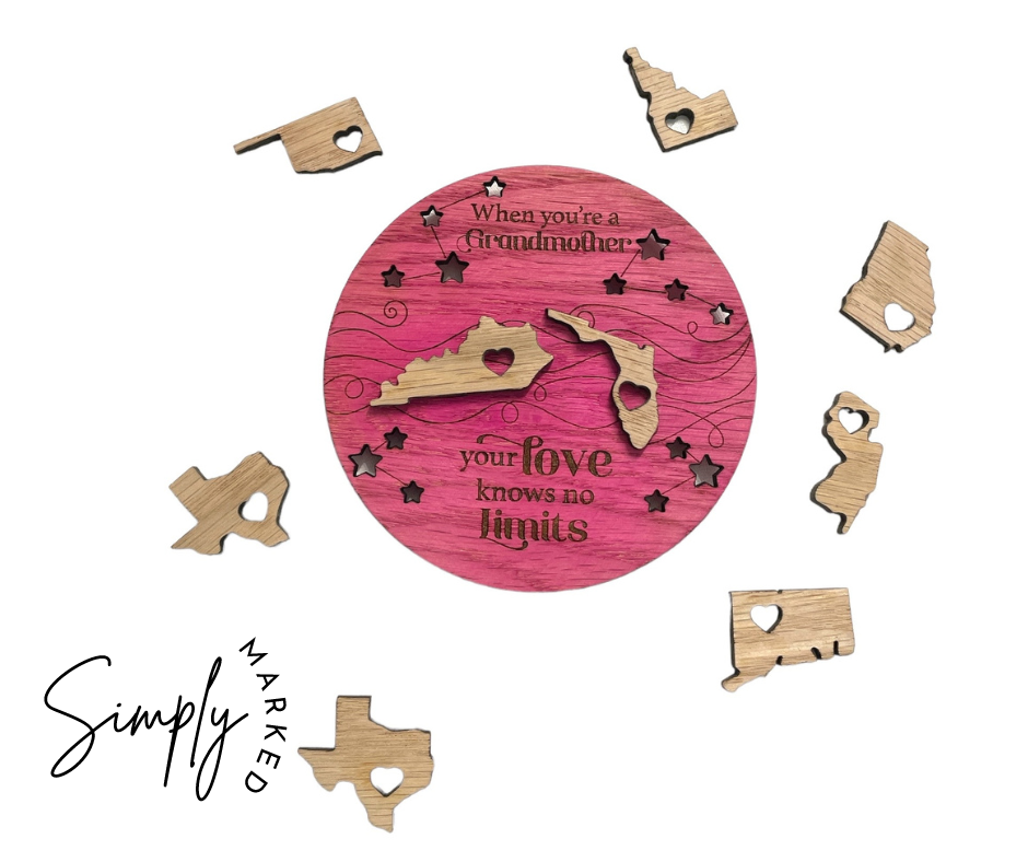 Grandmother State Togetherness Magnet - Virginia (Pink)