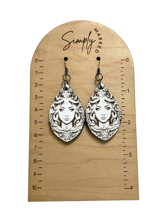 Ice Queen Reverse Engrave Earrings