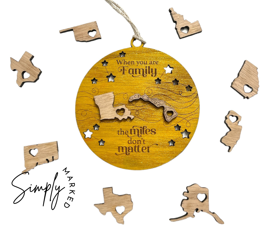 Family State Togetherness Ornament - Louisiana (Yellow)