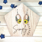Sun Flower Oval Wood Earrings