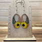 Sun Flower Oval Wood Earrings
